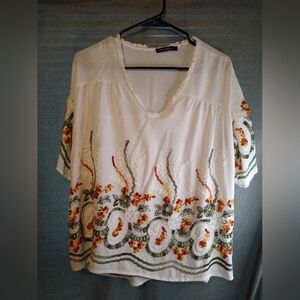 Bluheaven By Umgee Boho Embroidered White Top
